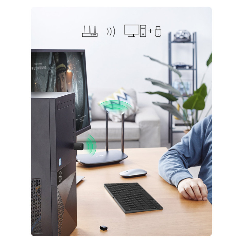 Išorinė USB tinklo plokštė – WiFi 2,4 GHz / 5 GHz 11ac AC650 – juoda