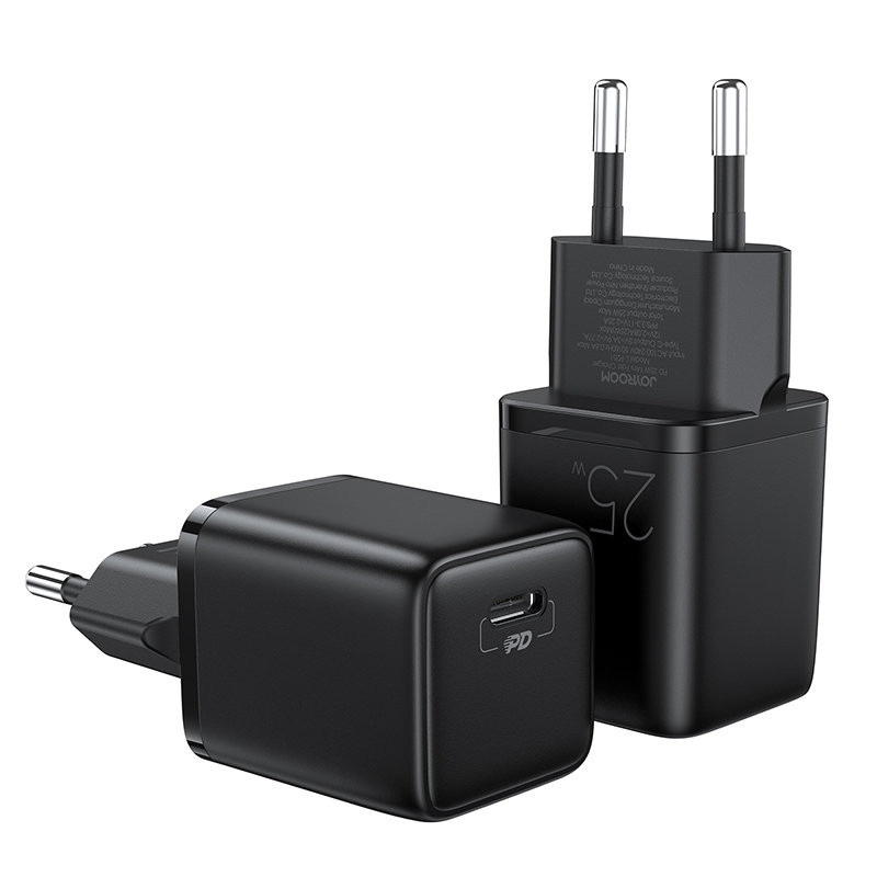 
Mažas greitas įkroviklis, USB-C PD maitinimo šaltinis 5-12V 25W - juodas
