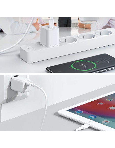 
Mažas greitas įkroviklis, USB-C PD maitinimo šaltinis 5-12V 25W - baltas
