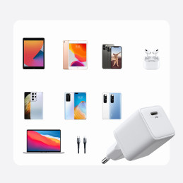 
Mažas greitas įkroviklis, USB-C PD maitinimo šaltinis 5-12V 25W - baltas
