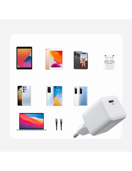 
Mažas greitas įkroviklis, USB-C PD maitinimo šaltinis 5-12V 25W - baltas
