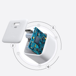 
Mažas greitas įkroviklis, USB-C PD maitinimo šaltinis 5-12V 25W - baltas
