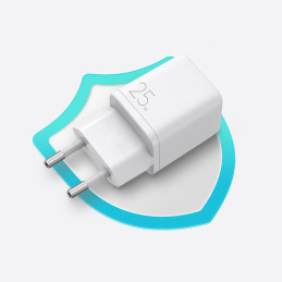 
Mažas greitas įkroviklis, USB-C PD maitinimo šaltinis 5-12V 25W - baltas
