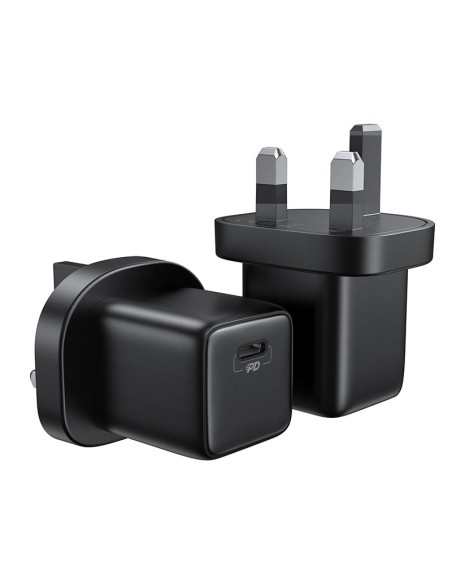 
Mažas greito įkroviklio maitinimo adapteris USB-C PD 5-12V 25W JK kištukas – juodas
