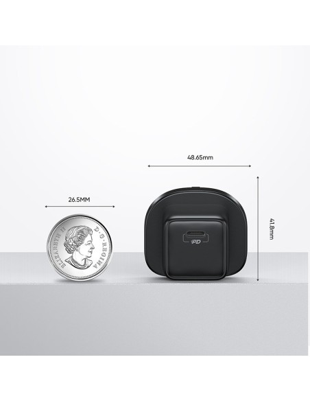 
Mažas greito įkroviklio maitinimo adapteris USB-C PD 5-12V 25W JK kištukas – juodas
