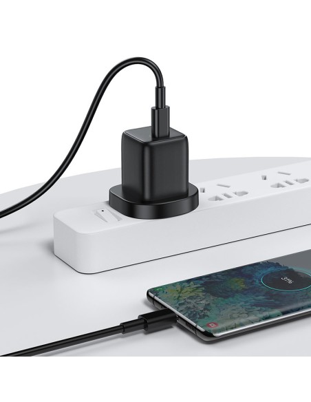 
Mažas greito įkroviklio maitinimo adapteris USB-C PD 5-12V 25W JK kištukas – juodas
