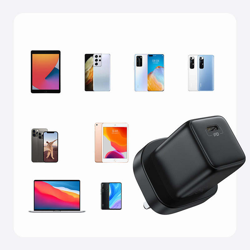 
Mažas greito įkroviklio maitinimo adapteris USB-C PD 5-12V 25W JK kištukas – juodas
