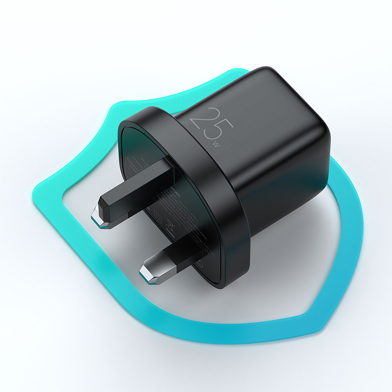 
Mažas greito įkroviklio maitinimo adapteris USB-C PD 5-12V 25W JK kištukas – juodas
