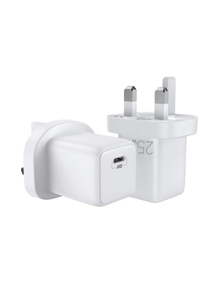 
Mažas greito įkroviklio maitinimo adapteris USB-C PD 5-12V 25W JK kištukas – baltas
