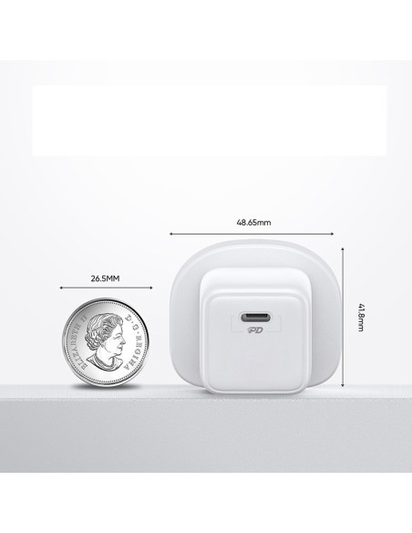 
Mažas greito įkroviklio maitinimo adapteris USB-C PD 5-12V 25W JK kištukas – baltas
