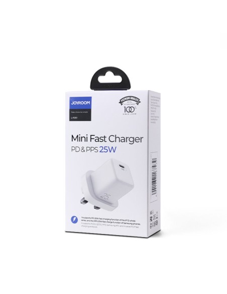 
Mažas greito įkroviklio maitinimo adapteris USB-C PD 5-12V 25W JK kištukas – baltas
