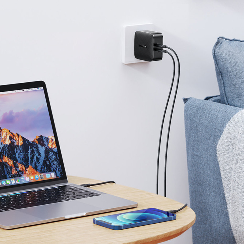 
2x USB-C 66W Power Delivery 3.0 Quick Charge 4.0 sieninis įkroviklis – juodas
