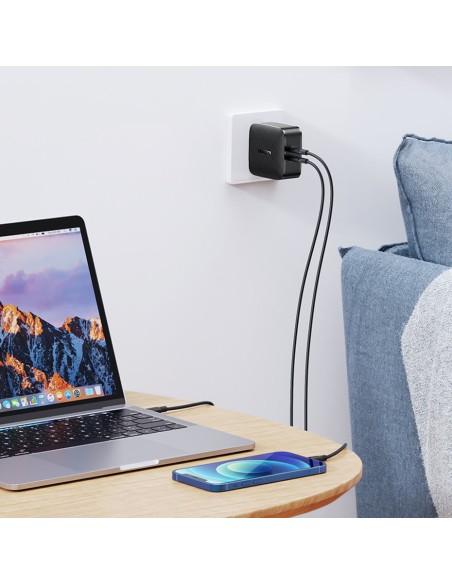 
2x USB-C 66W Power Delivery 3.0 Quick Charge 4.0 sieninis įkroviklis – juodas
