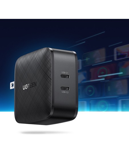 
2x USB-C 66W Power Delivery 3.0 Quick Charge 4.0 sieninis įkroviklis – juodas
