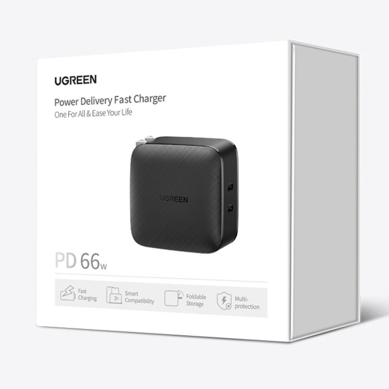
2x USB-C 66W Power Delivery 3.0 Quick Charge 4.0 sieninis įkroviklis – juodas
