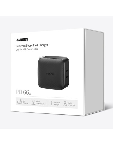 
2x USB-C 66W Power Delivery 3.0 Quick Charge 4.0 sieninis įkroviklis – juodas
