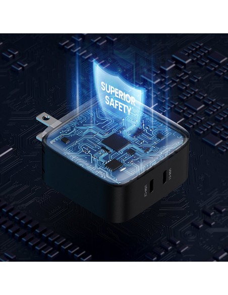 
2x USB-C 66W Power Delivery 3.0 Quick Charge 4.0 sieninis įkroviklis – juodas
