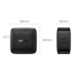 
2x USB-C 66W Power Delivery 3.0 Quick Charge 4.0 sieninis įkroviklis – juodas
