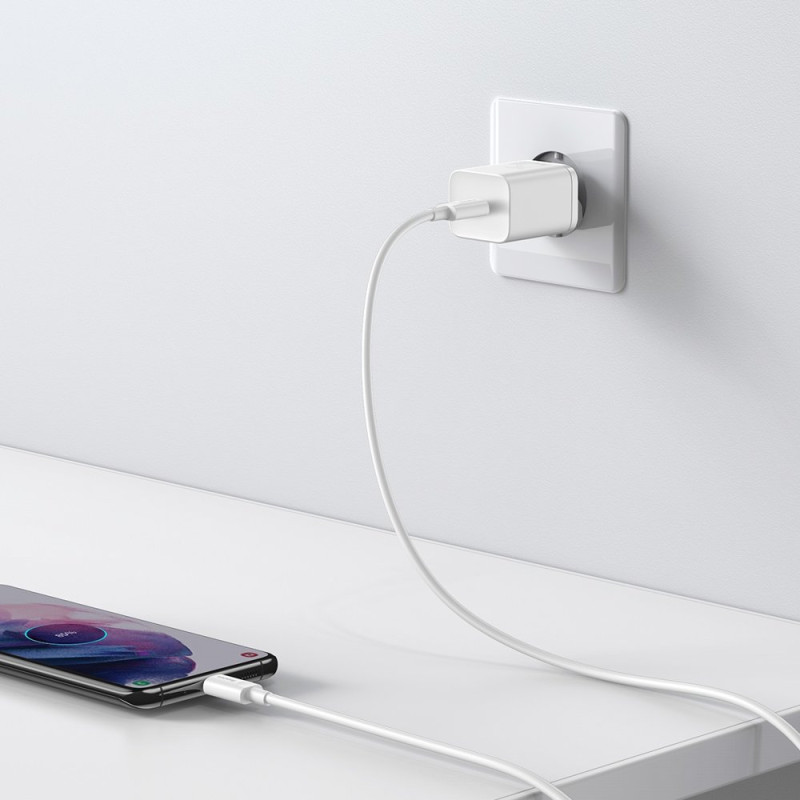 Itin greitas USB-C 25 W maitinimo tiekimo greito įkrovimo įkroviklis – baltas