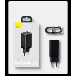 
GaN3 PRO greitas universalus sieninis įkroviklis 2x USB-C / USB + USB-C laidas 65W - baltas
