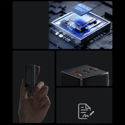 
GaN3 PRO greitas universalus sieninis įkroviklis 2x USB-C / USB + USB-C laidas 65W - baltas

