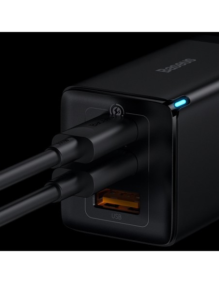 
GaN3 PRO greitas universalus sieninis įkroviklis 2x USB-C / USB + USB-C laidas 65W - baltas
