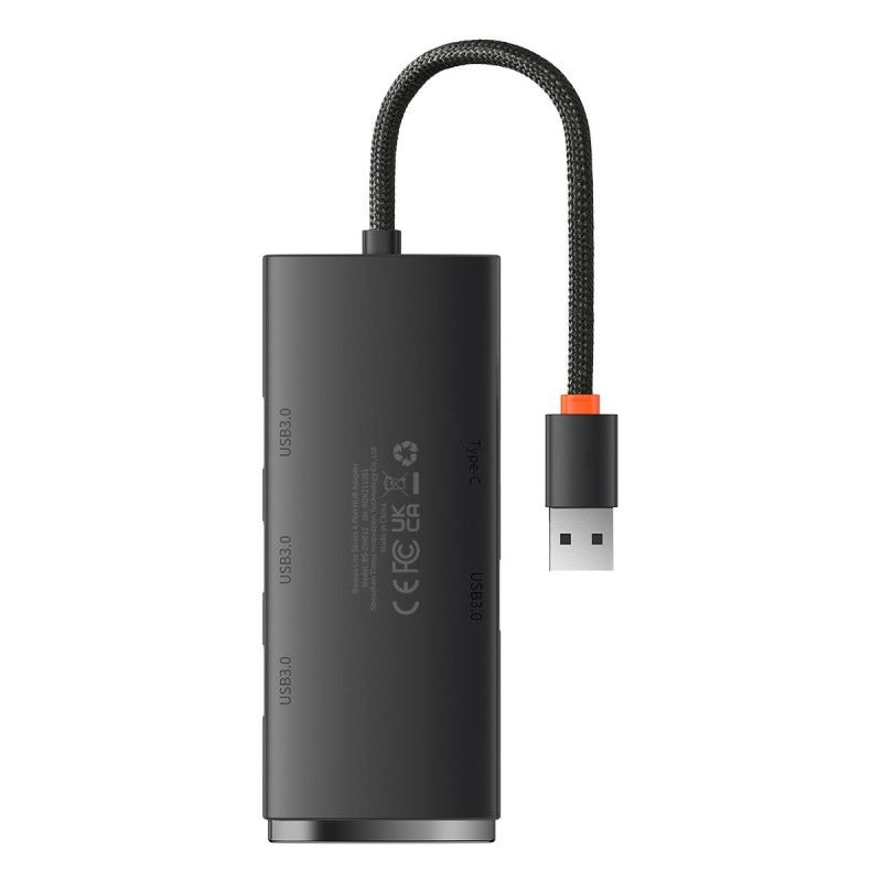 4 prievadų Lite serijos HUB skirstytuvas USB-A iki 4x USB-A 3.0 kabelis 25 cm – juodas