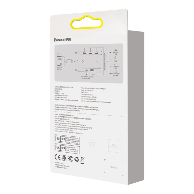 4 prievadų Lite serijos HUB skirstytuvas USB-A iki 4x USB-A 3.0 kabelis 25 cm – juodas