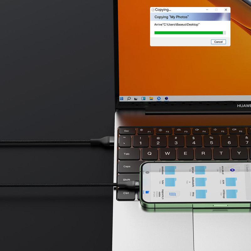 3in1 USB į USB-C / iPhone Lightning / mikro USB laidas 1,2 m - juodas