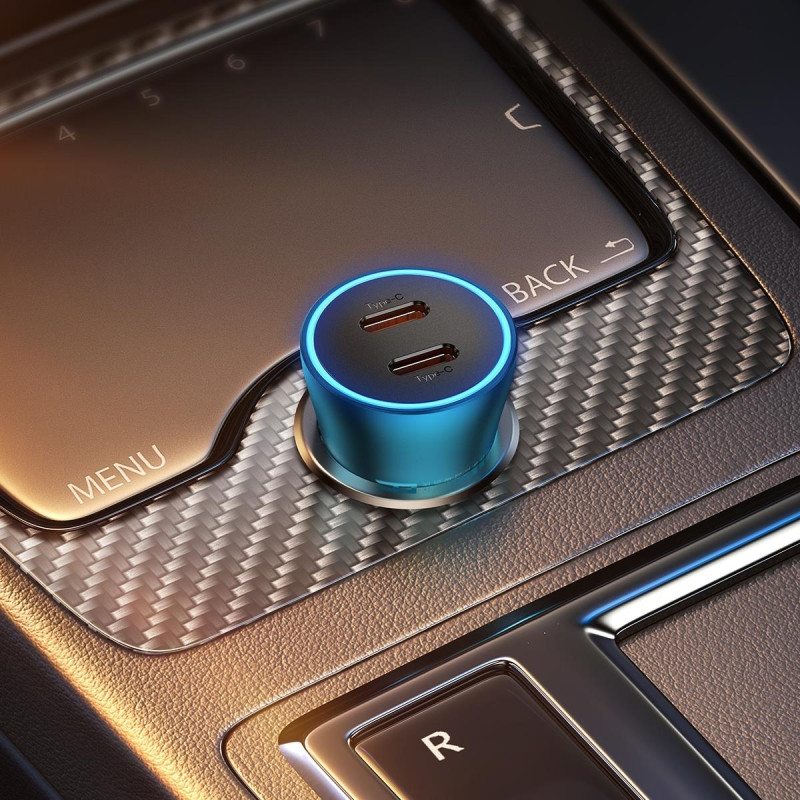 Golden Contactor Pro 2x USB-C 40W automobilinis įkroviklis - mėlynas