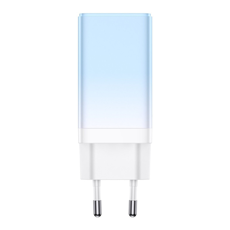 GaN 2x USB-C / USB 65W QC PD greitas įkroviklis – mėlynas