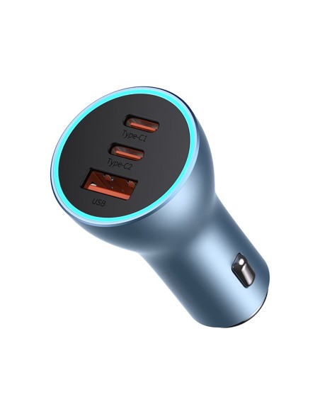 
PRO USB-A + 2x USB-C 65W QC4.0 automobilinis įkroviklis - mėlynas
