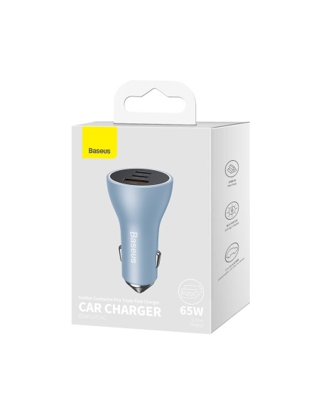 
PRO USB-A + 2x USB-C 65W QC4.0 automobilinis įkroviklis - mėlynas
