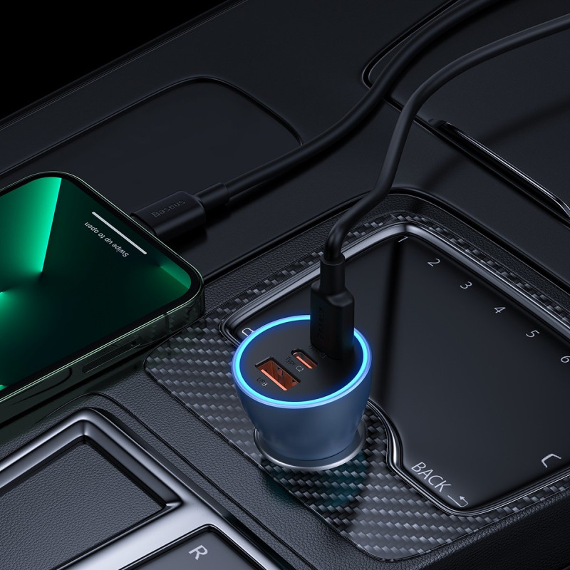 
PRO USB-A + 2x USB-C 65W QC4.0 automobilinis įkroviklis - mėlynas
