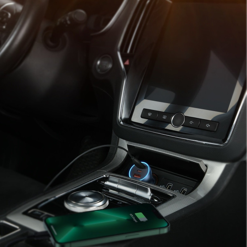 
PRO USB-A + 2x USB-C 65W QC4.0 automobilinis įkroviklis - mėlynas
