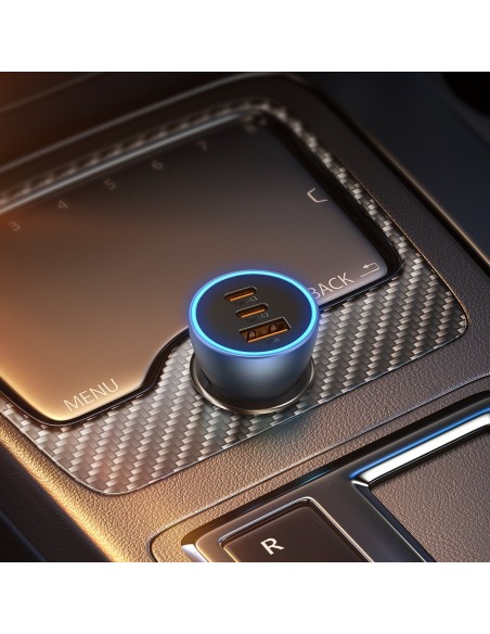 
PRO USB-A + 2x USB-C 65W QC4.0 automobilinis įkroviklis - mėlynas
