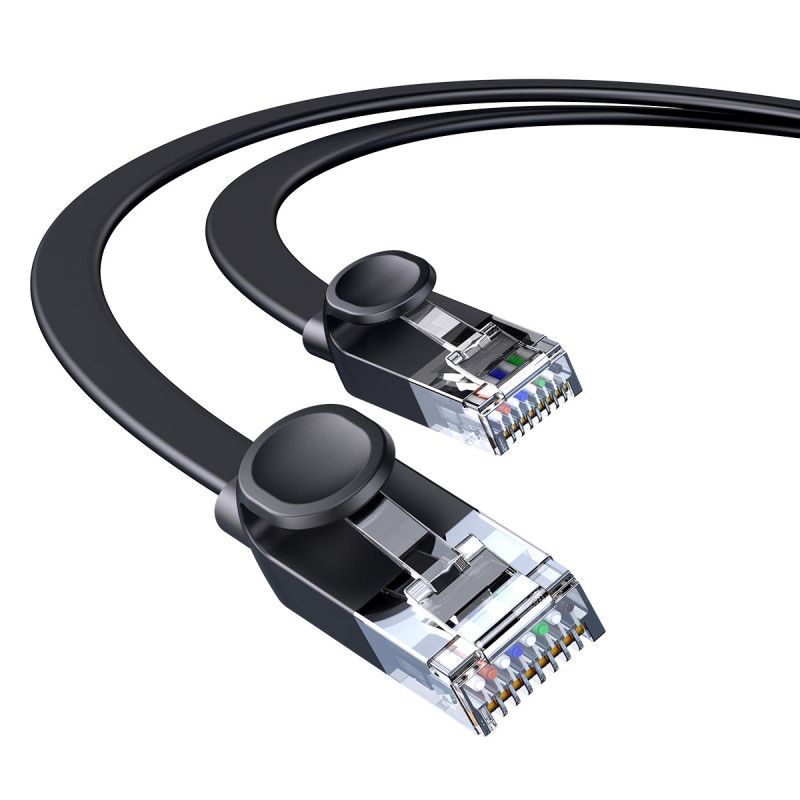Patchcord RJ45 Speed Six plokščias tinklo kabelis 1000Mbps 2m - juodas