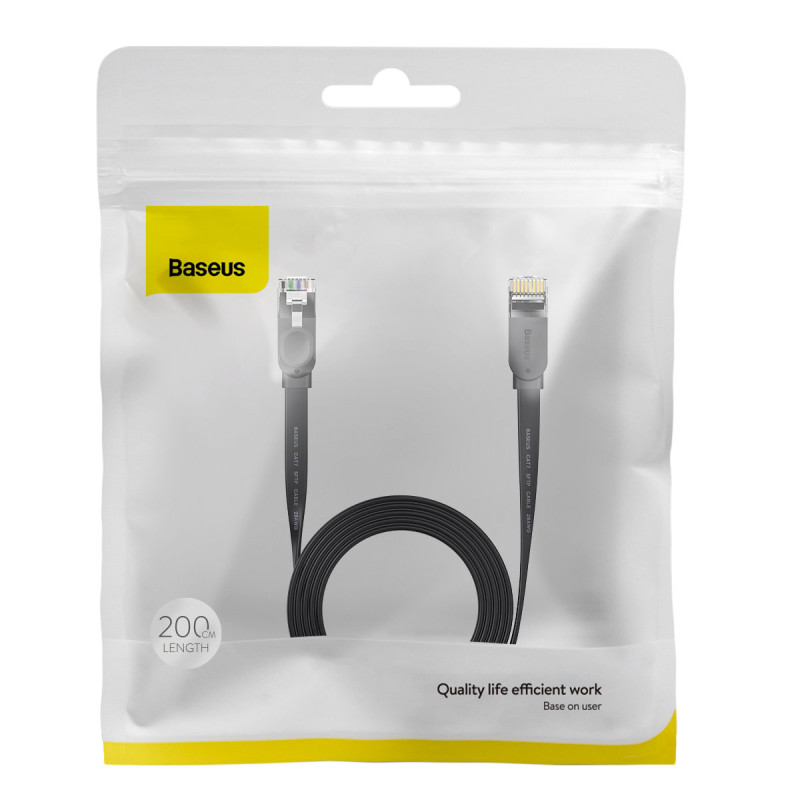 Patchcord RJ45 Speed Six plokščias tinklo kabelis 1000Mbps 2m - juodas
