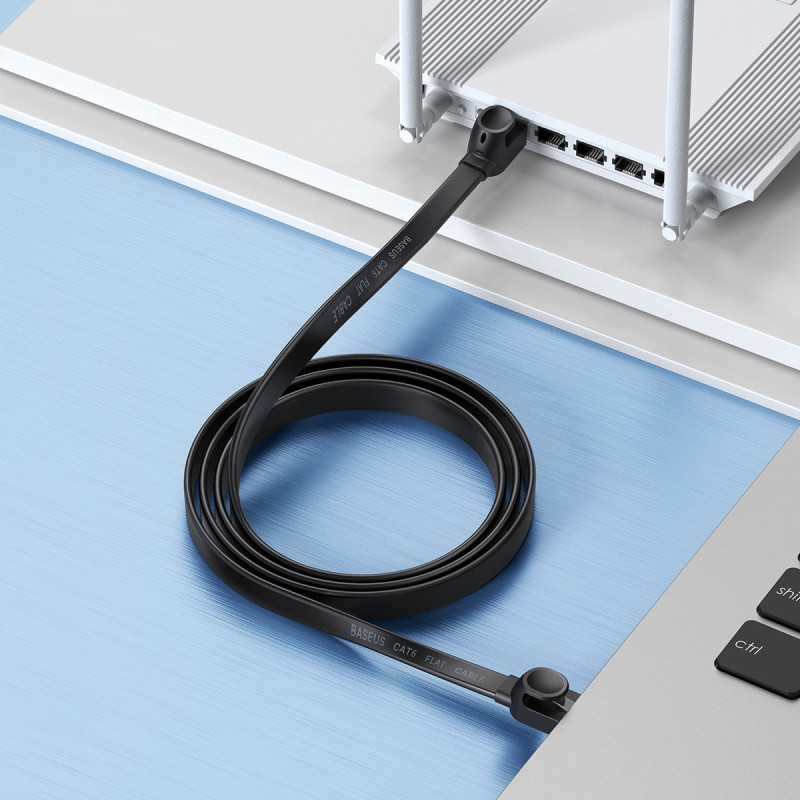 Patchcord RJ45 Speed Six plokščias tinklo kabelis 1000Mbps 2m - juodas