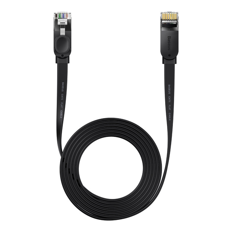 Patchcord RJ45 Speed Six Plokščias tinklo kabelis 1000Mbps 10m - juodas