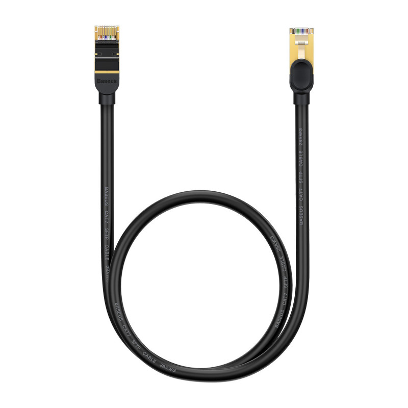 Greitas tinklo patchcord RJ45 CAT 7 10Gbps 0,5 m kabelis – juodas