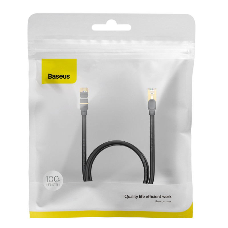 Greitas RJ45 CAT 7 10Gbps pataisymo laido tinklo kabelis 1m - juodas