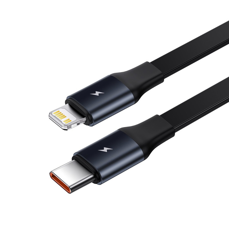 
2in1 USB-C + iPhone Lightning automobilinis įkroviklis, ištraukiamas laidas, 75cm, 30W - juodas
