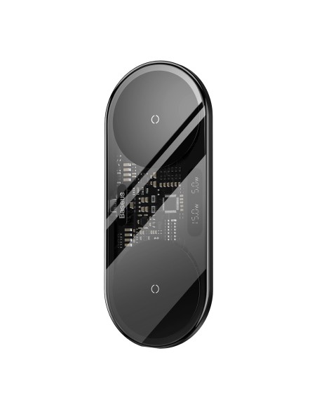 
Dvigubas QI belaidis įkroviklis su ekranu USB-C 20W - juodas
