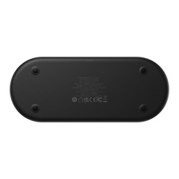 
Dvigubas QI belaidis įkroviklis su ekranu USB-C 20W - juodas
