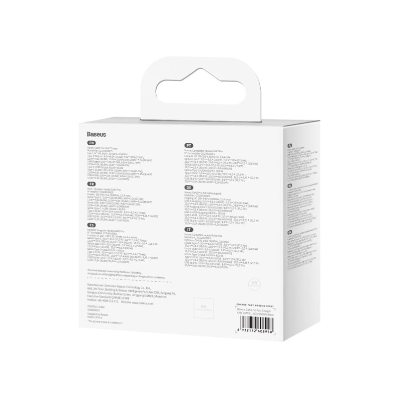 GaN5 Pro USB-C / USB 100W greitas universalus sieninis įkroviklis - juodas