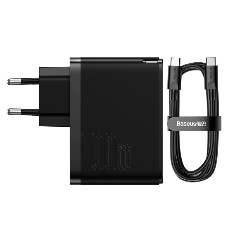 GaN5 Pro USB-C / USB 100W greitas universalus sieninis įkroviklis - juodas