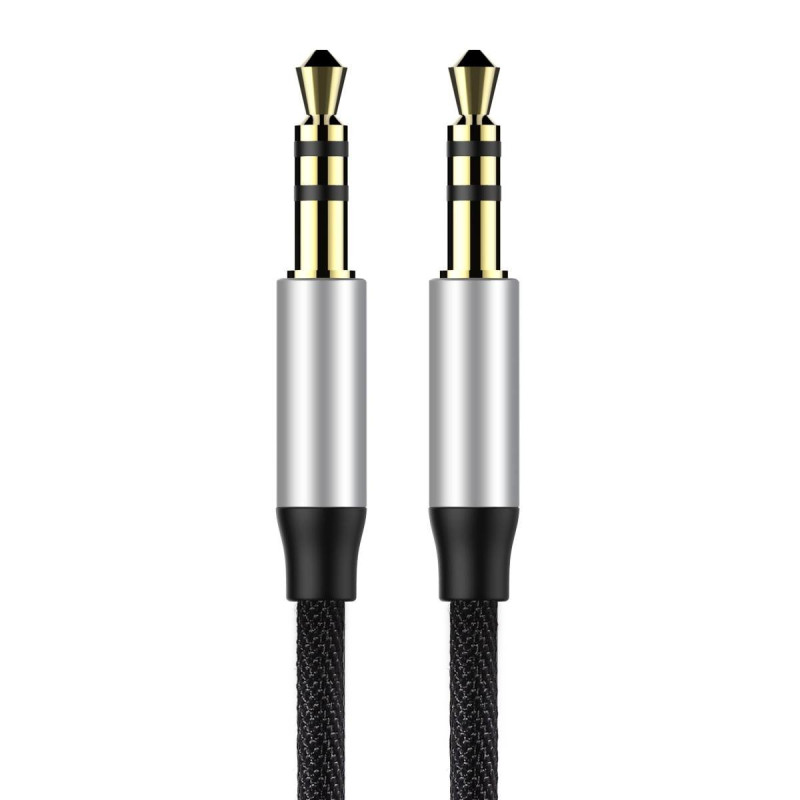 Yiven M30 AUX stereo garso laidas 3,5 mm Mini Jack 1,5 m - sidabro-juoda