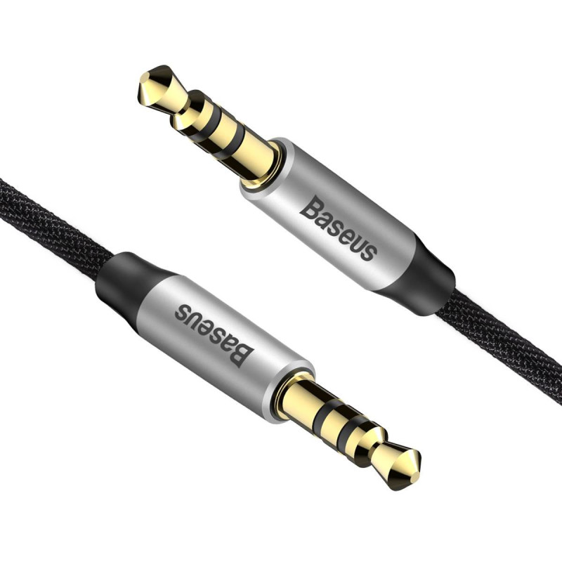 Yiven M30 AUX stereo garso laidas 3,5 mm Mini Jack 1,5 m - sidabro-juoda
