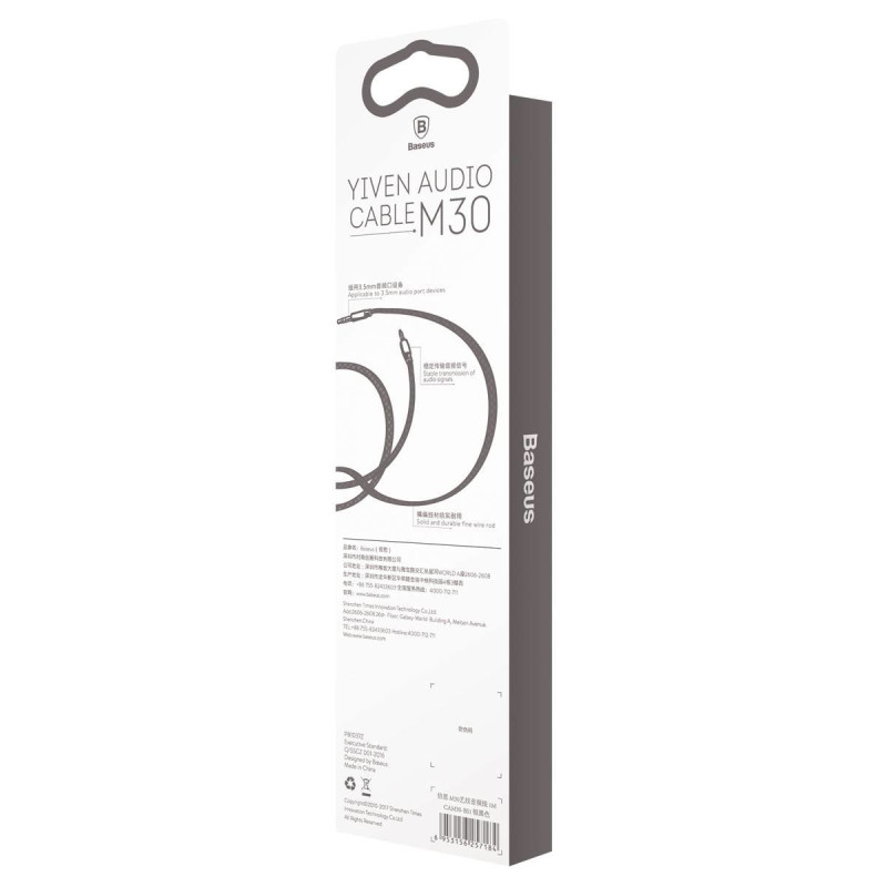 Yiven M30 AUX stereo garso laidas 3,5 mm Mini Jack 1,5 m - sidabro-juoda